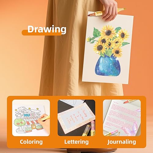 Vista 9 de WePaint 24 Colors Glitter Brush Marker Pens, Glitter Pens Set 12 Pack Sparkle Pens Metallic Marker for Adults DIY Crafts, Writing, Card Making