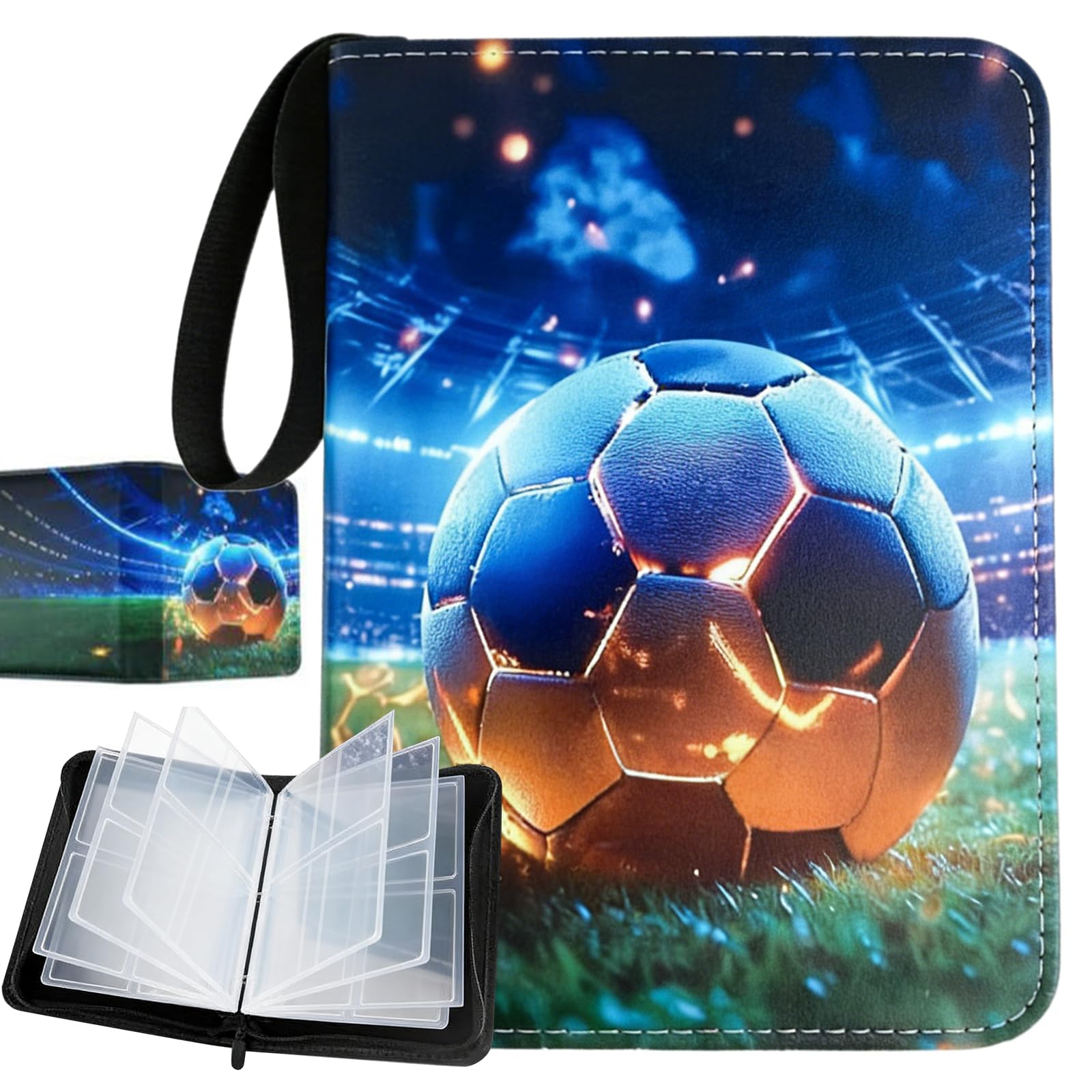 Sammelkarten Album, Sammelalbum Fußball Karten, 400 Karten Sammelkarten Album 4 Taschen 50 Seiten Sammelmappe Fussballkarten, Kompatibel mit Allen Arten von Karten