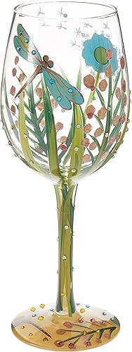 Lolita Dragonfly Summer - Copa de vino pintada artesanal, 14.9 fl oz