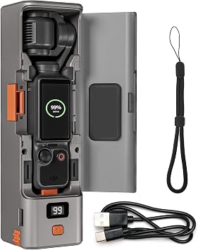 YDW Charging Case/Battery Quick Charger for DJI Osmo Pocket 3,Built in 9000mAh Extra Battery 20W Fast Charging,Digital Display,with Storage Space for Memory Cards and Filters
