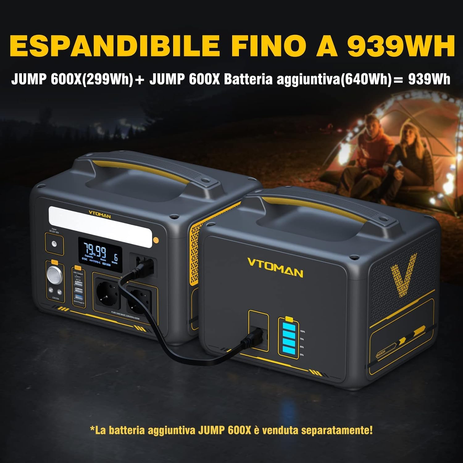 VTOMAN Jump 600X Portable Power Station 600W/299Wh LiFePO4 Battery | Power Station Solar Generator, Expandable Capacity to 939Wh, for Camping, Emergency, Travel