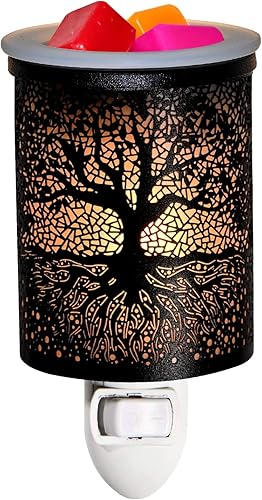 ASAWASA Calentador de cera de metal enchufable con forro de silicona de 1 fotos, quemador de cera eléctrico, calentador de fragancia, lámpara de