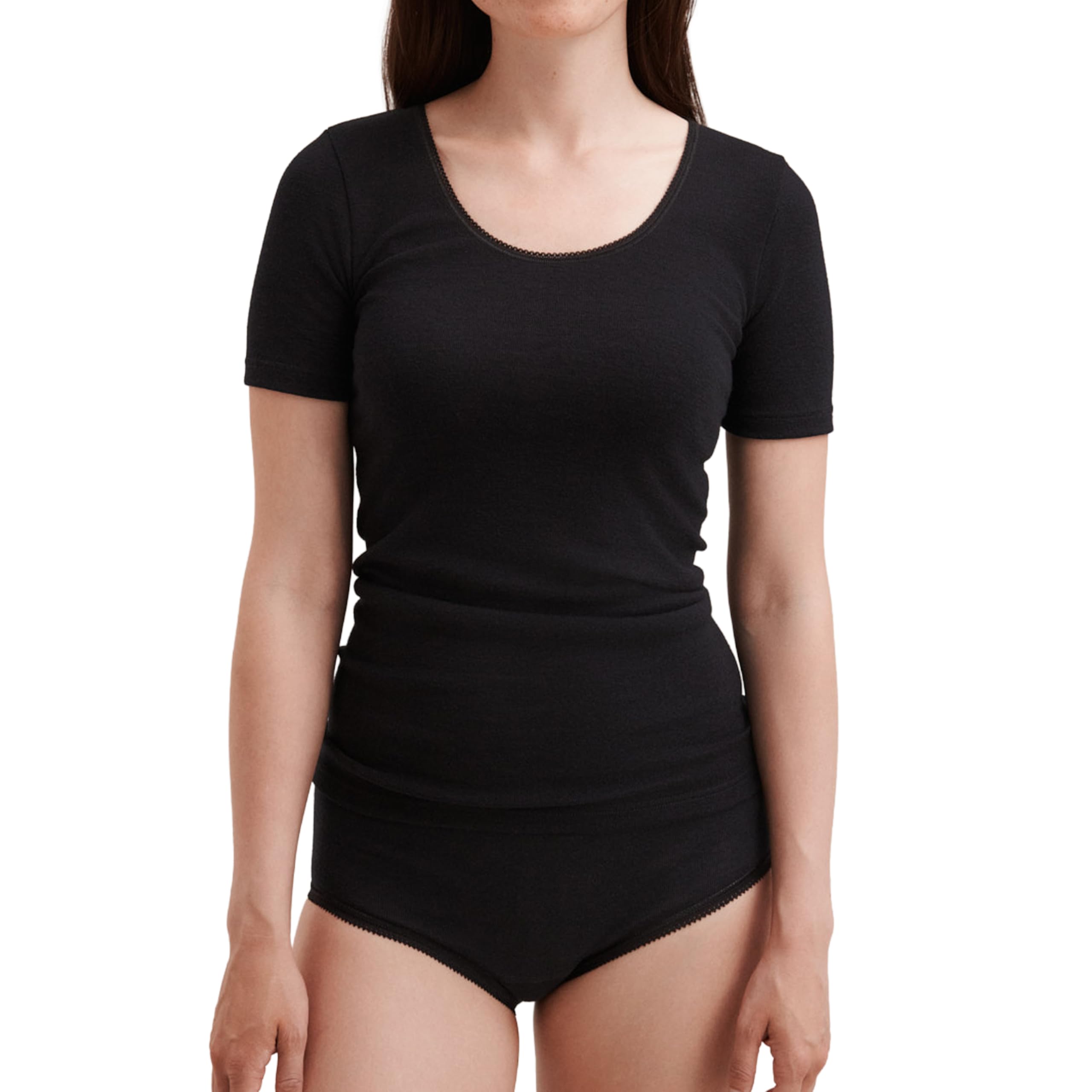 Dilling Women's Black Merino T-Shirt - Organic Merino Wool 16