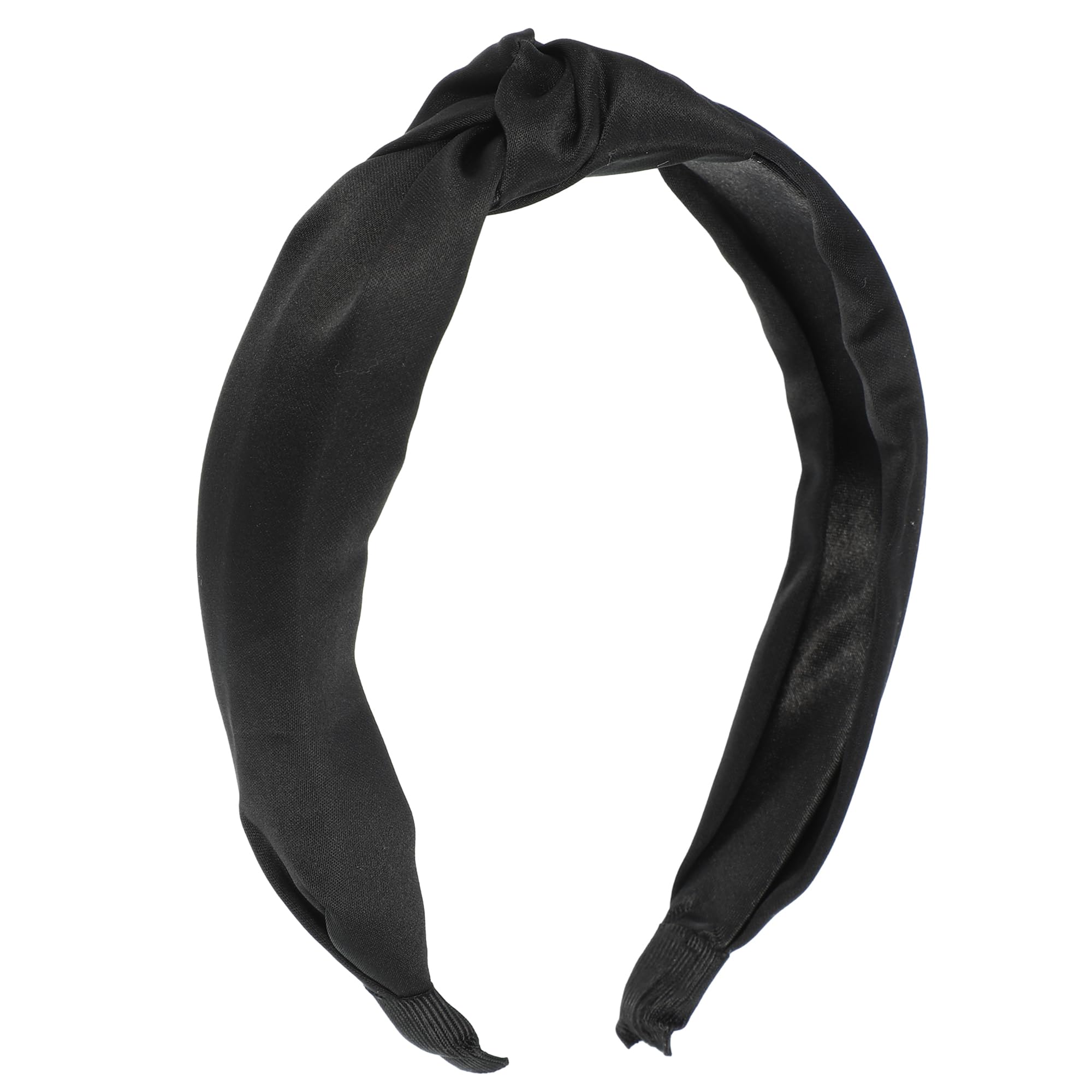 VOCOSTE Satin Knot Headband, Hairband for Women, Black, 1.2 Inch Wide