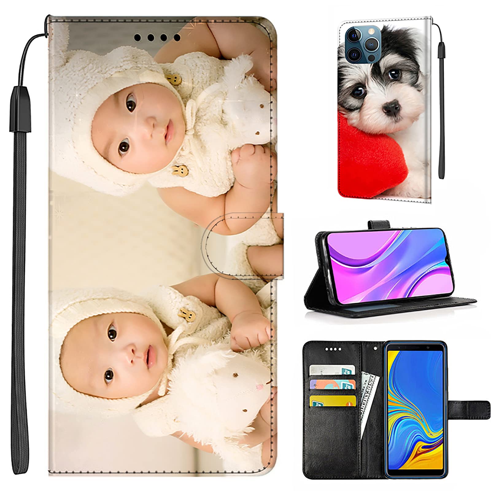 SISFIFWOW Personalized Custom Phone Wallet Case for iPhone 11 12 13 14 15 Plus Pro Max Case PU Leather Shockproof Flip Folio Leather Wallet Case Cover