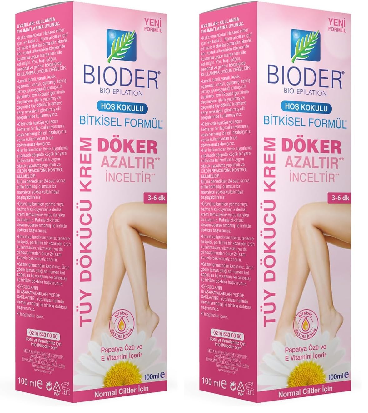 Bioder Normal Ciltler İçin Tüy Dökücü Krem 100 ml (2 paketi)