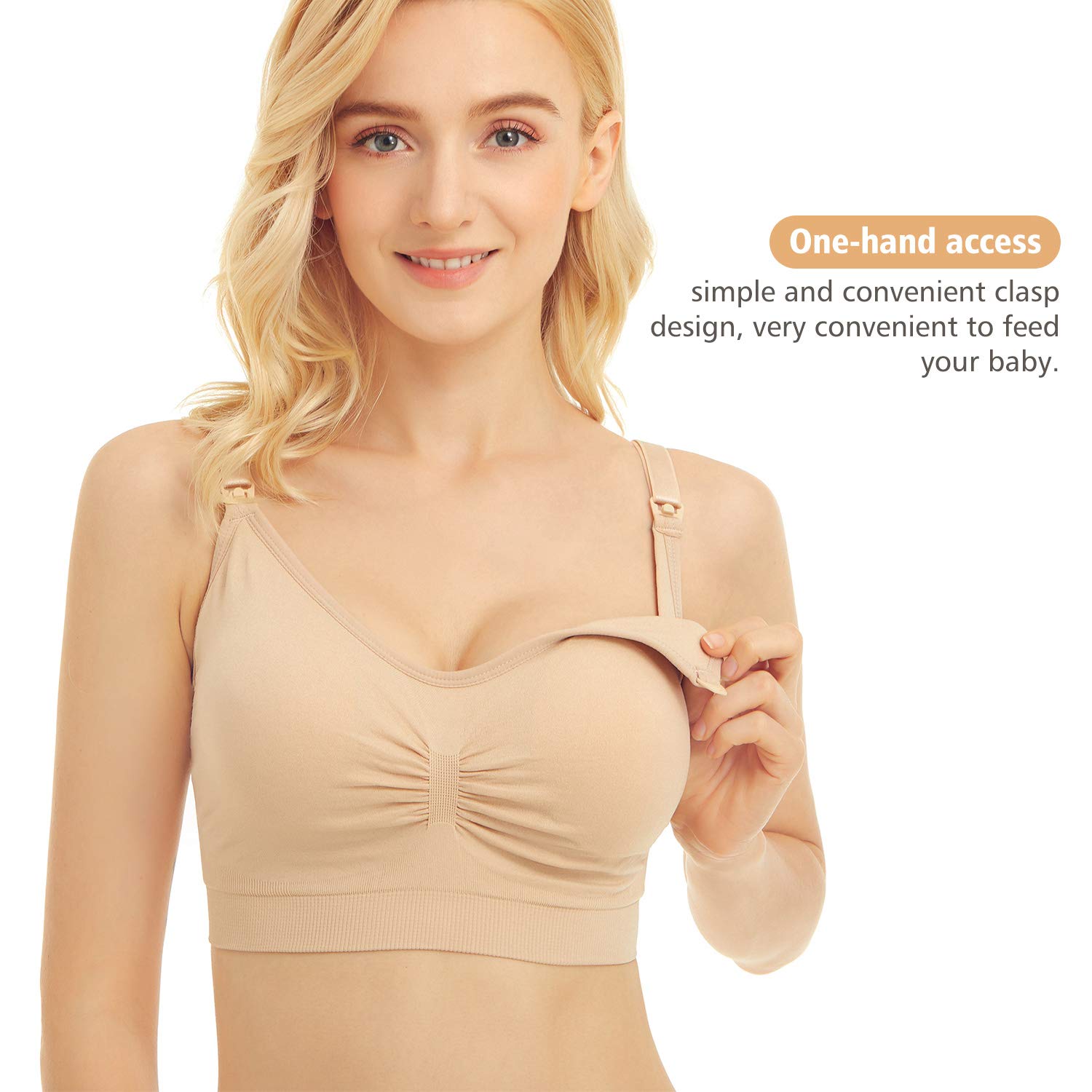 3 PCS Reggiseno Allattamento Senza Ferretto, Reggiseno Premaman Morbido e Traspirante Reggiseno Bra Donna e Senza Cuciture Supporto per Allattamento con Estensione