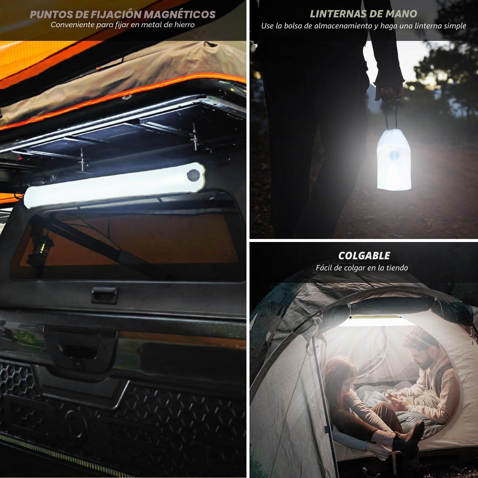 Qoolife LED Lámpara Camping Recargable, 4000mAh Linterna de Plegable Inflables Solar Camping de Energía con 2 Métodos de Carga (Solar / USB) y 4 Modos de Iluminación para Acampar, Caminar, Pesca 85CM