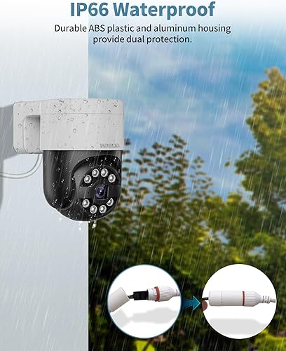 Vista 23 de OHWOAI 《Audio de 2 vías y seguimiento automático inteligente》Sistema de cámara de seguridad con cable para exteriores 4K, cámaras IP PTZ