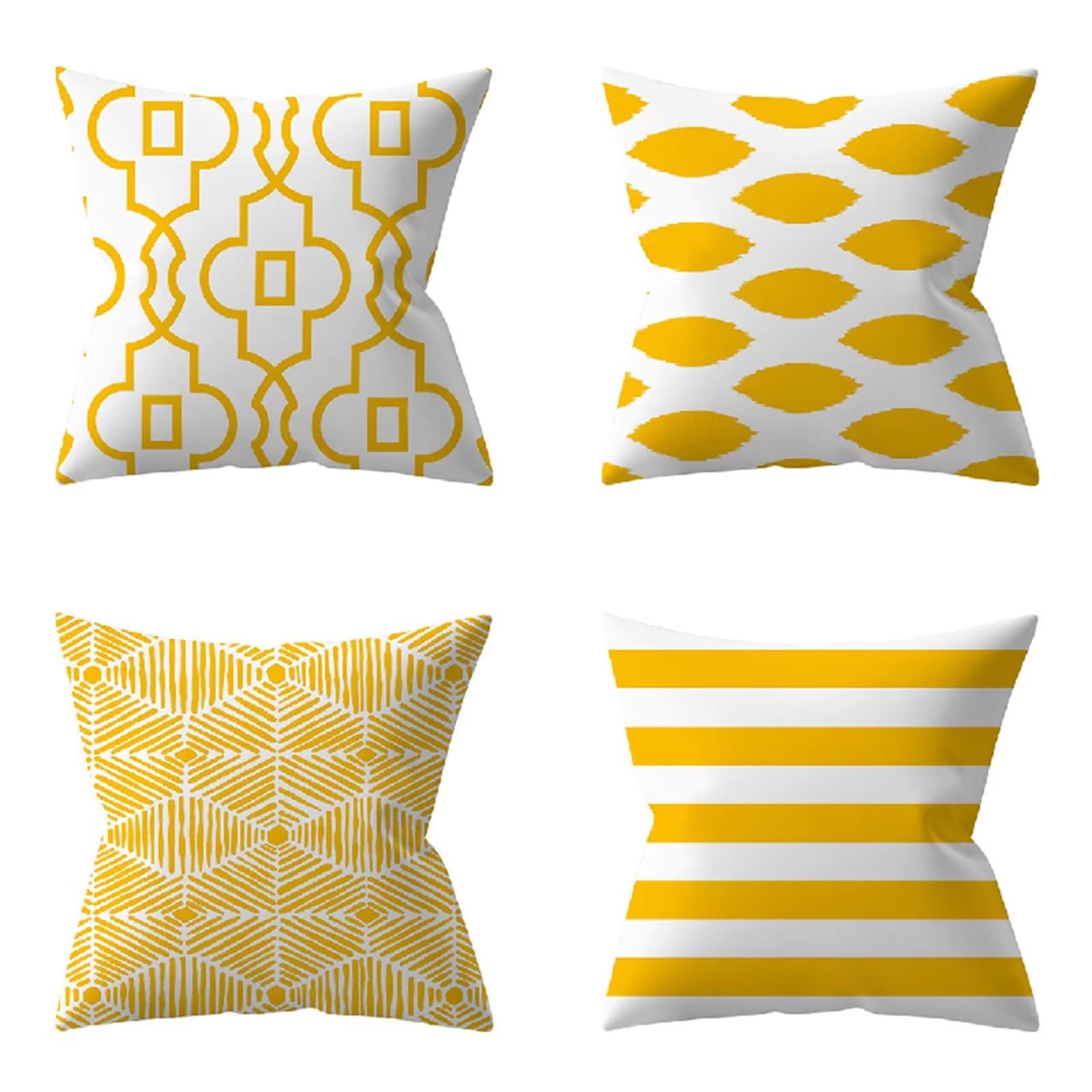 Cojines 50x50cm Rayas Amarillas Cojines Decorativos para Sofa Moderna Decorativa Cojín Juego de 4 para Decoración Hogar Linen Almohadas cuadradas Funda de Cojín D-2361
