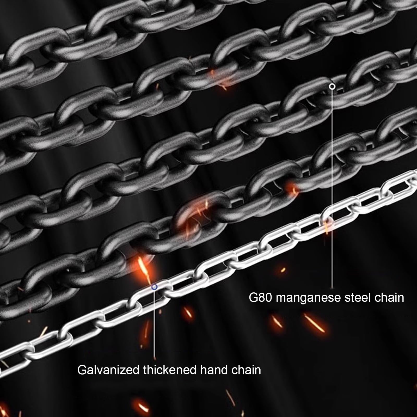 Paranco a Catena Manuale, Paranco Industriale con Divaricatore, capacità 1/2/3 Tonnellate, per Fabbriche, Magazzini e Riparazioni Auto(1T/900cm)
