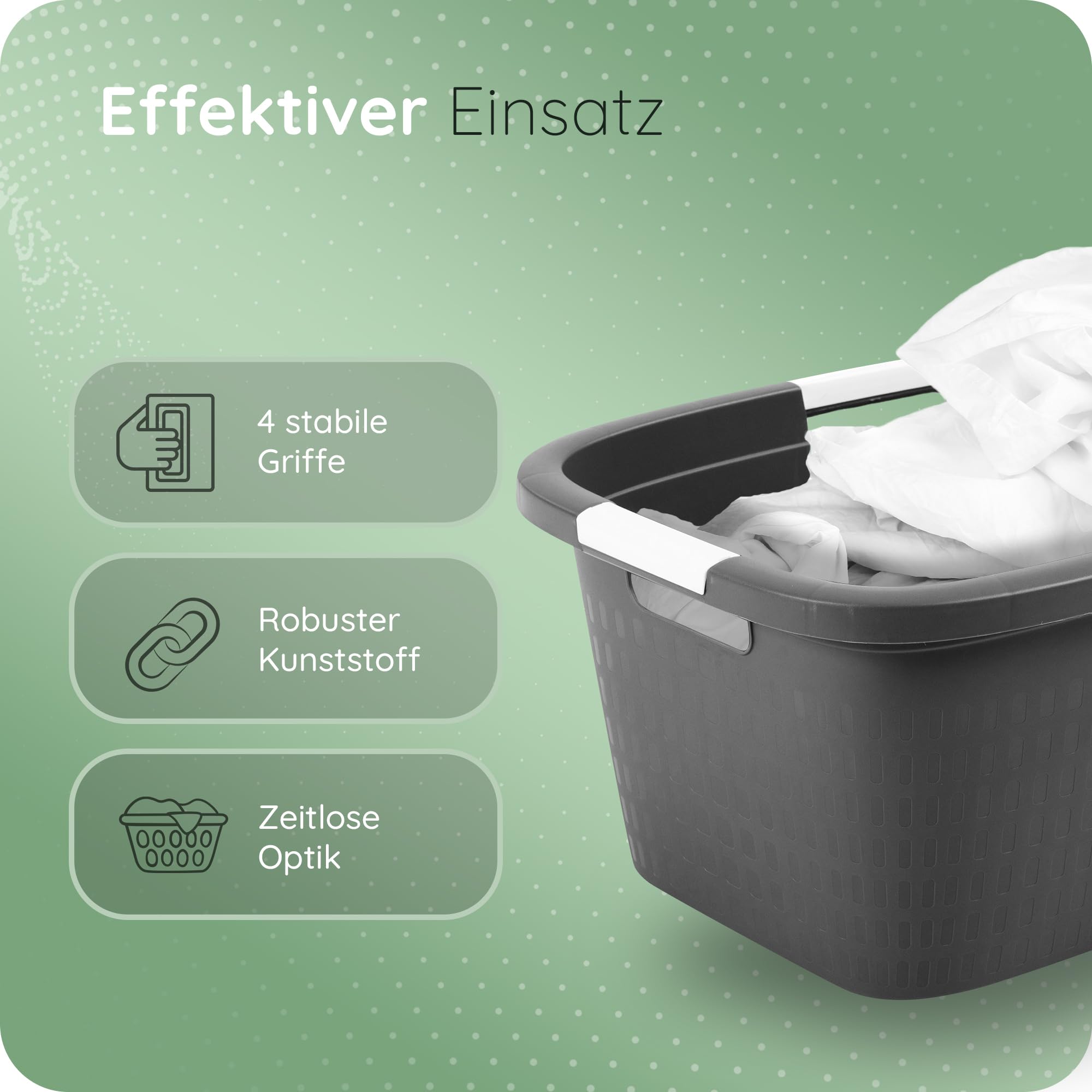 Novaliv 3 Stück Wäschewanne mit 4 Griffen 40L Anthrazit, Wäschebox Set Wäscheeimer Wäschebehälter für Bad Wäsche Schmutzwäsche, Wäschewannen Laundry Basket Haushalt Korb Sammler Box