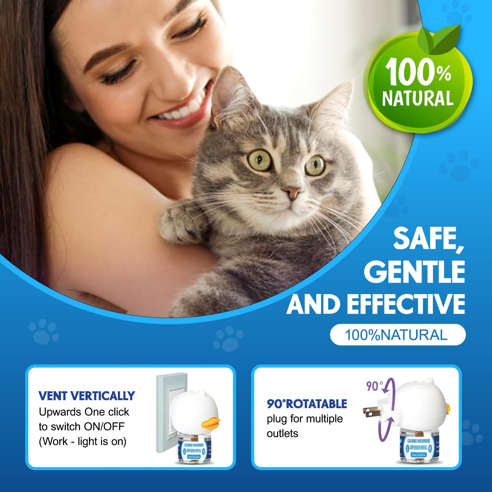 Cat Calming Pheromones Diffuser: 6-in-1 Kit Cat Appeasing Pheromone Diffuser to Calm (2 Plugin+4x48ml Refills) for Comfort Reduces Stress Anxiety, Long-Lasting Appeasing Pheromone for Pet Cat (6in1) - image 7