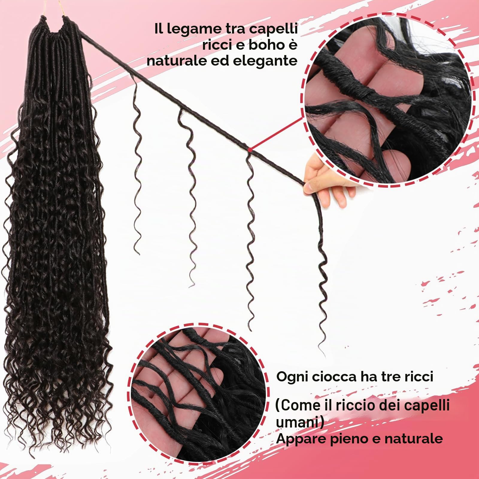 Boho Faux Locs Crochet Hair 8 Packs Goddess Soft Locs with Curly Ends Pre-Looped Bohemian River Locs Crochet Hair Extensions for Black Women (T30#, 24Inch(Pack of 8))