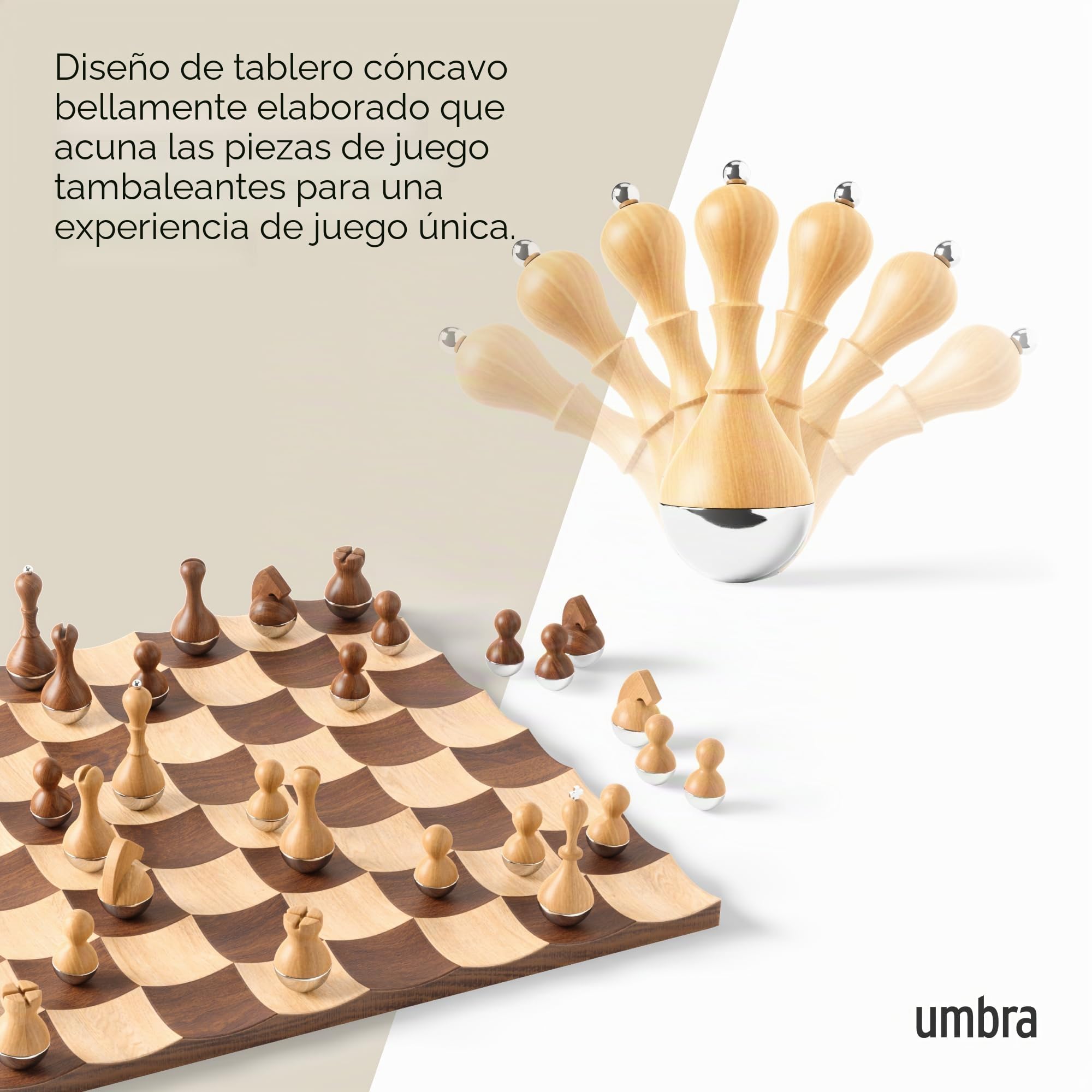 Umbra Wobble Juego de ajedrez de Madera, Nogal