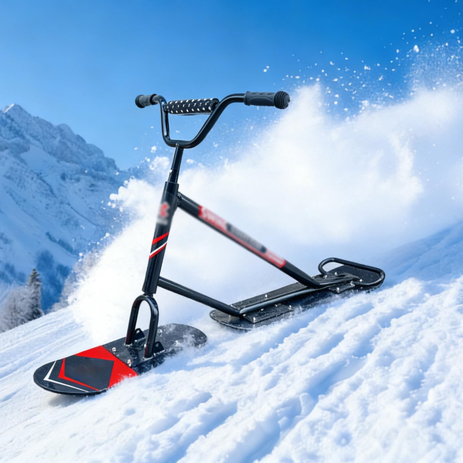 Snowscoot Tout-Terrain Adulte - Plateau Érable 5 Plis, Lames Doubles - Luge Hiver pour Pentes Damées et Jardin