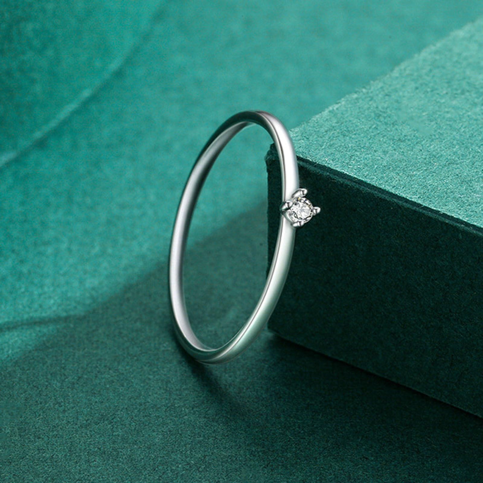 Anillo de oro blanco de 9 K/14 K para mujer, con moissanita, 2 x 2 mm, redondo con moissanite redondo blanco