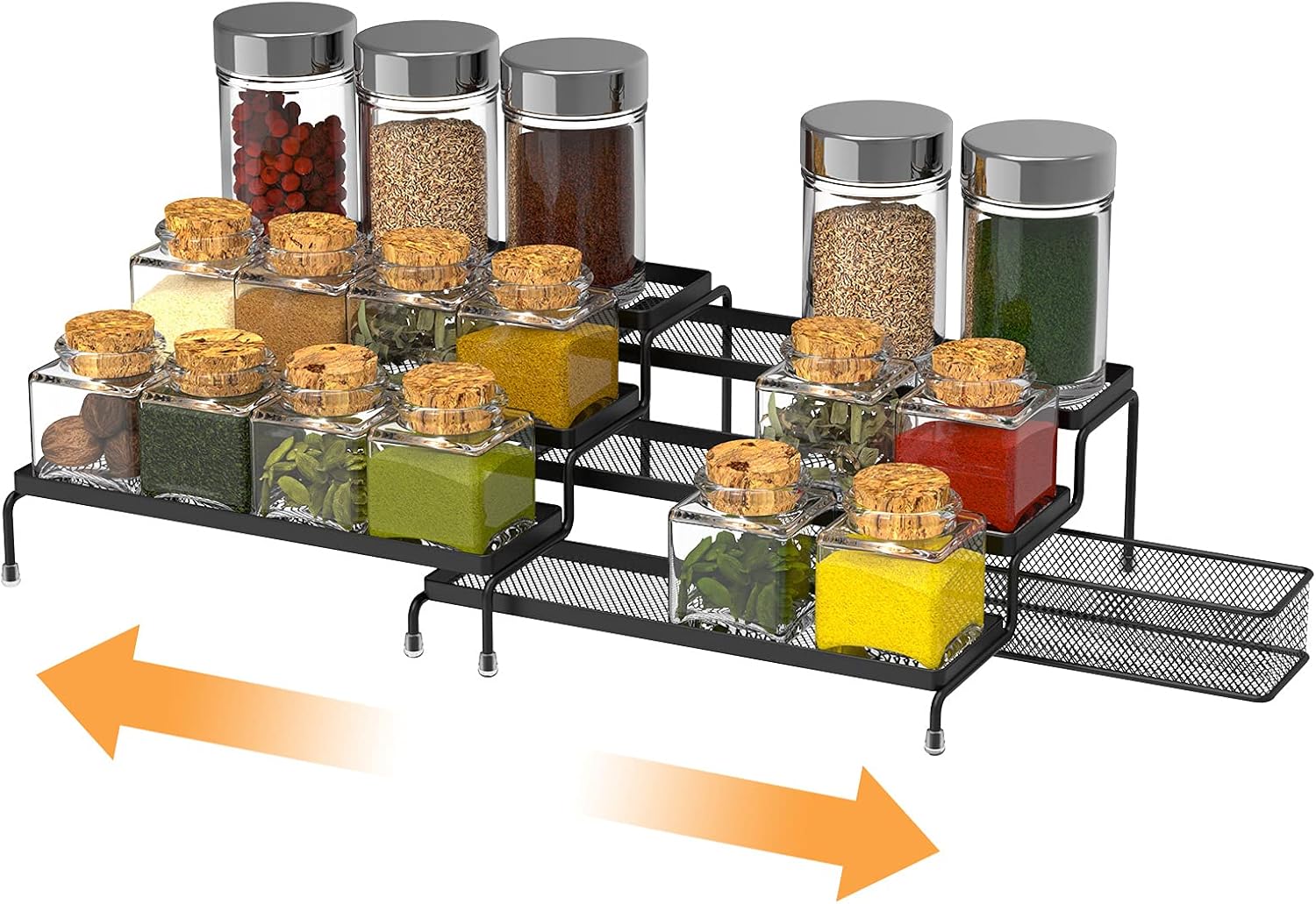 3 Tier Expandable Spice Rack Organizer for Pantry