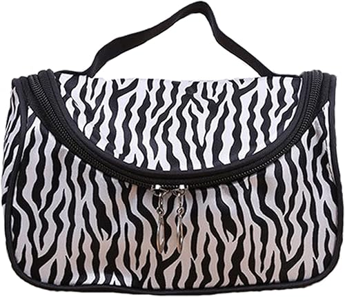 Bolsa de cosméticos para mujer, bolsa de maquillaje impermeable con estampado de cebra, de nailon, organizador de maquillaje digital, bolsa de aseo