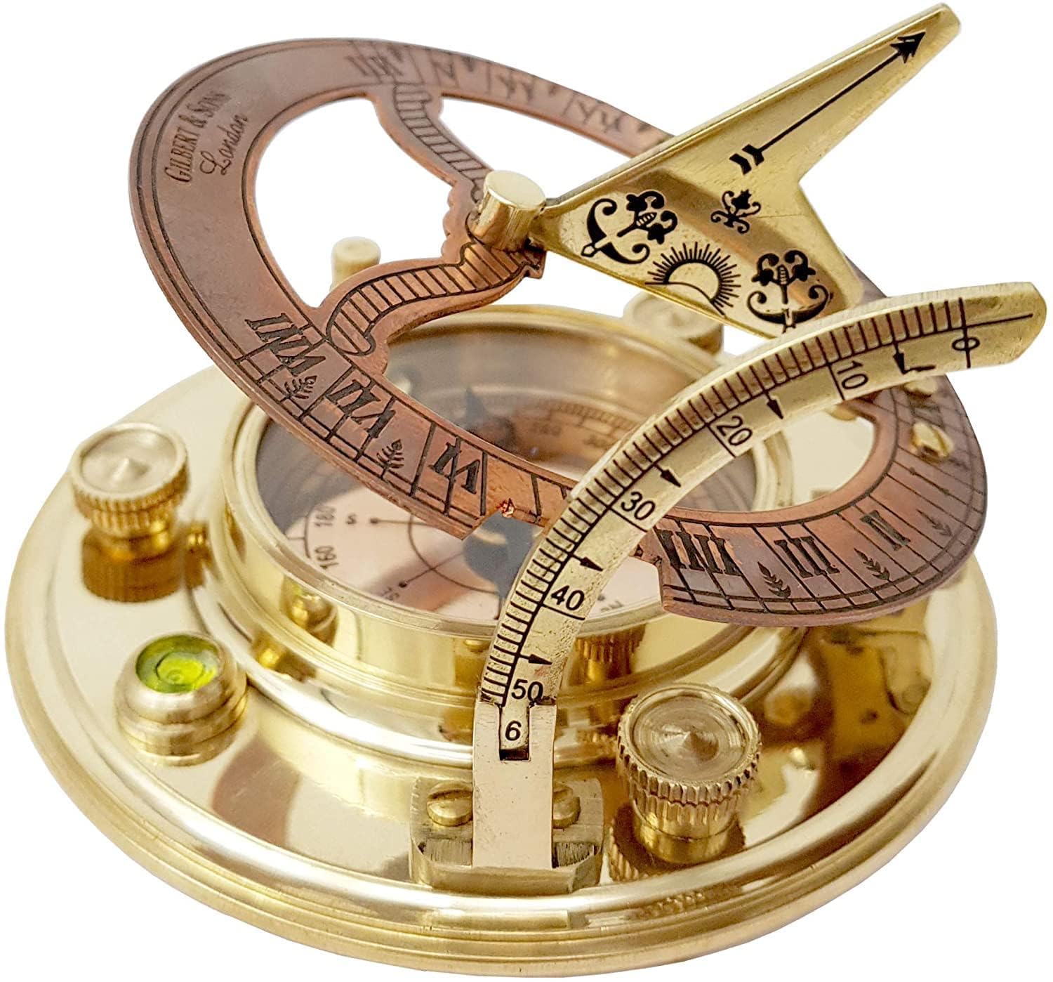 AKE Copper Sundial Compass, 3.94 Inches, Gold, Nautical, Vintage, Compact, Manual, Mechanical/Kinetic, Tabletop, Outdoor, 3x10 cm, No Alarm, Sundial Compass-image-13