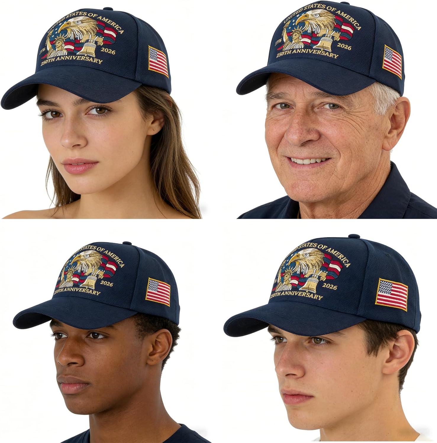 Hat for Men & Women 100% Embroidered - United States 250th Anniversary Adjustable B... - Image 3