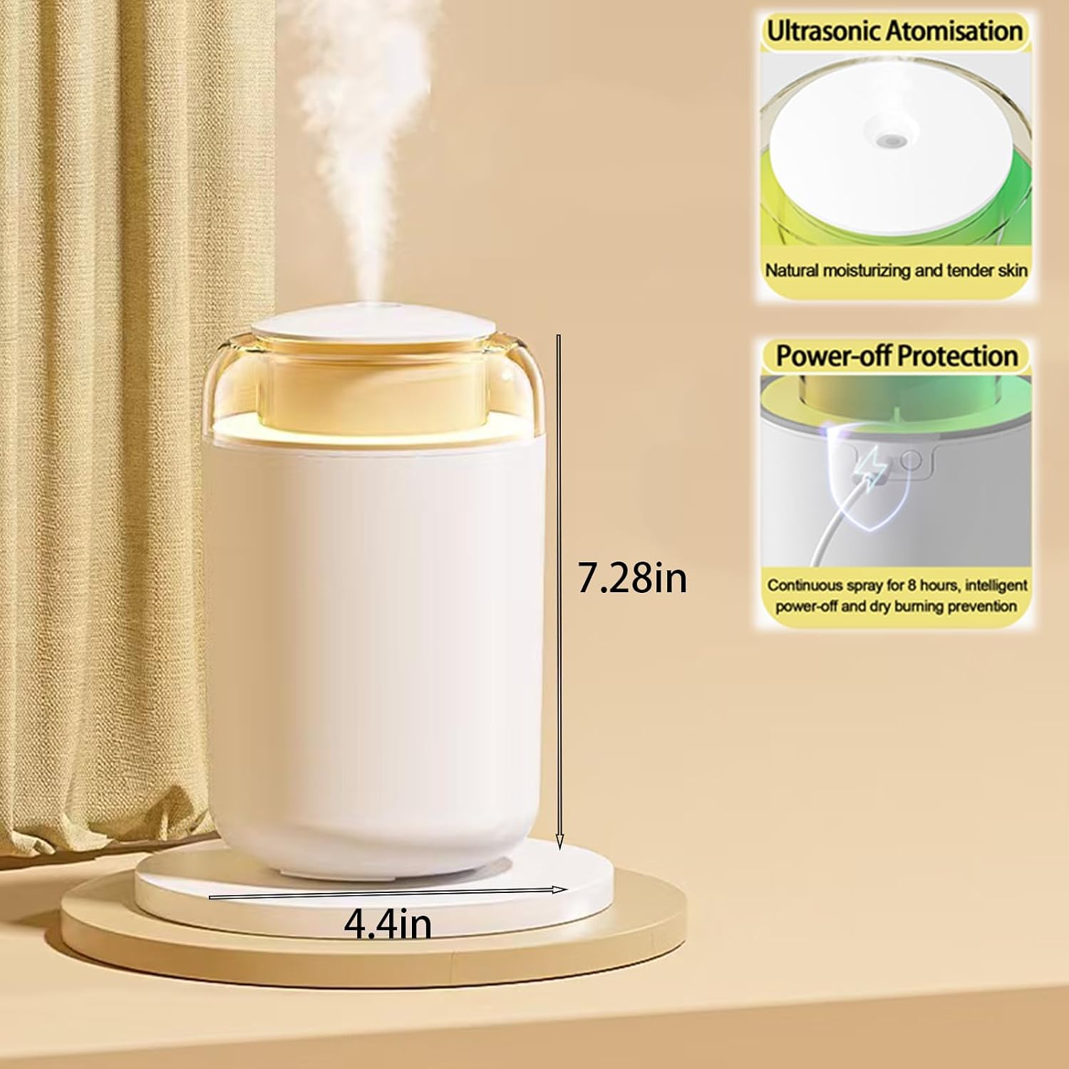 JORMRY Desk Humidifiers, Portable USB Humidifier with 7-Color Mood Light, 1.2L Quiet Mist Auto Shut-Off for Car, Office Room, Bedroom for Plant Humidifier