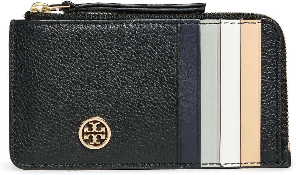 Tory Burch Women's Robinson Pebbled Zip Card Case