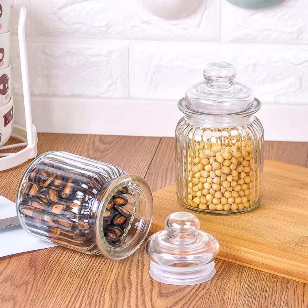 MUAC Tarro de vidrio con tapa para cocina, tarros pequeños para almacenamiento de cocina, tarro de vidrio, recipientes de almacenamiento de alimentos para almacenar especias, mermelada, miel, Aachar,