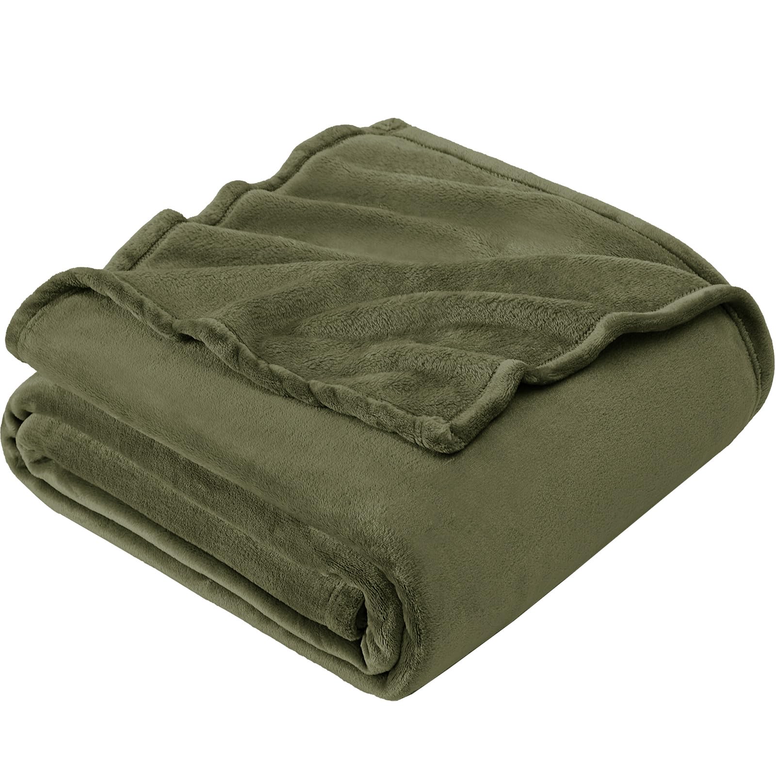 EHEYCIGA Fleece Blanket Moss Green Throws for Sofas Large Fluffy Warm Soft Blanket for Bed Settees Armchairs, Fit All Season, Queen, 220x240cm