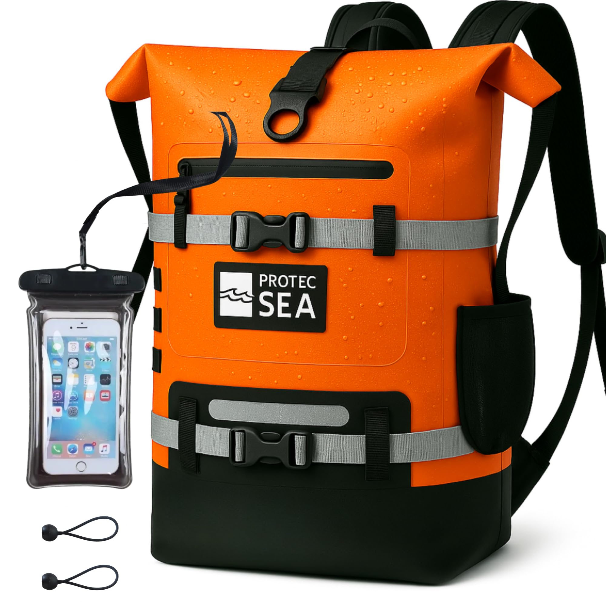 Protec Sea Rucksack 30L Wasserdicht - Orange Für Wassersport