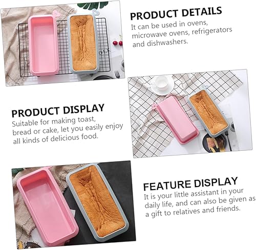 Miniatura 4 de Rectangular Silicone Cake Mold Non-stick Household Baking Loaf Pan for Toast Bread DIY Cakes Easy Clean Pink