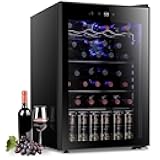 36 Bottle Wine Cooler Beverage Refrigerator Small Mini Wine Cellar Beer Soda Bar Fridge Quiet Operation Compressor Adjust Temperature Freestanding Black, 4.4 Cu. ft