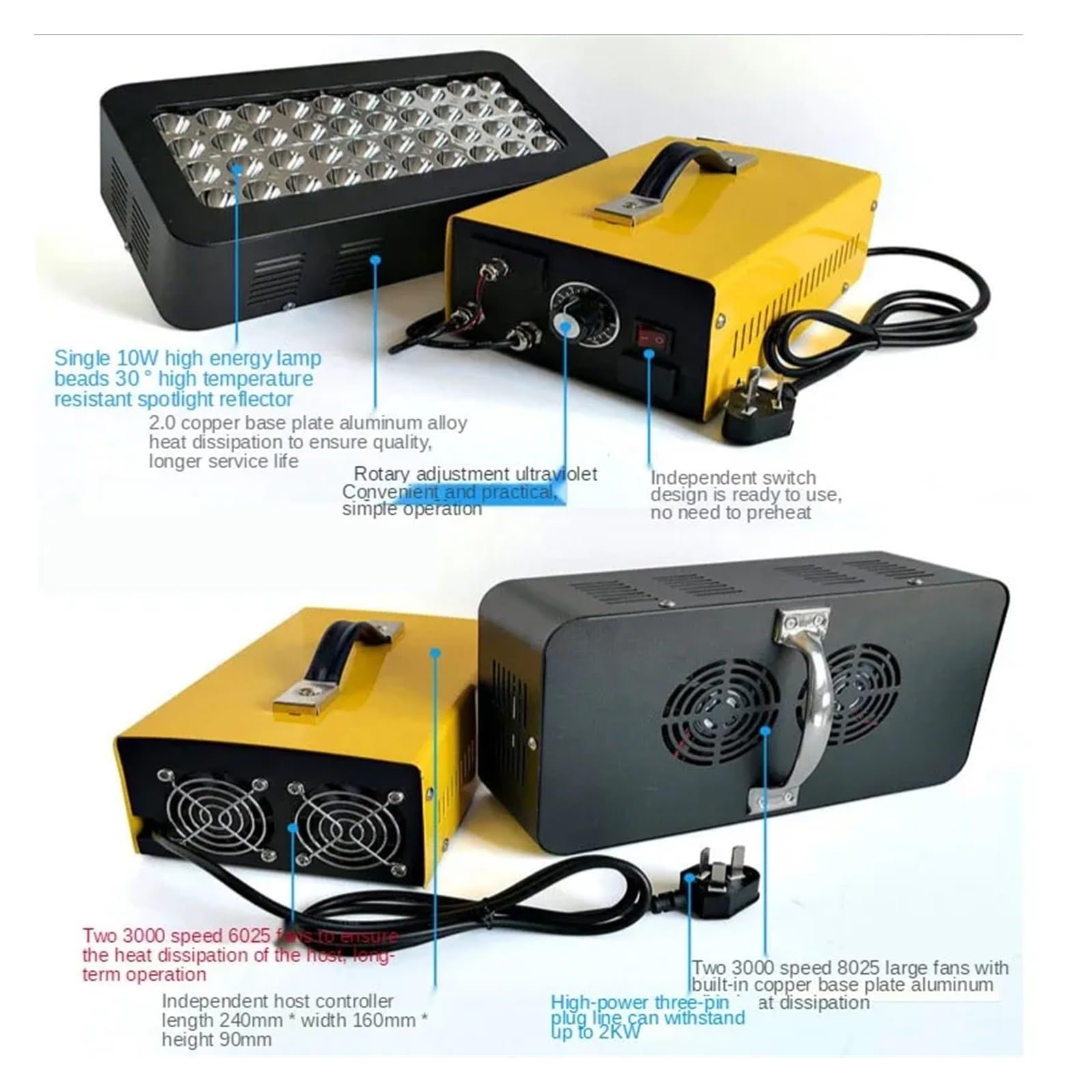 Lampa utwardzająca UV 4000 W Regulacja wysokiej wytrzymałości 365 nm 395 nm 405 nm Koloidalna lampa utwardzająca UV Tusz drukarski LED Żywica do druku 3D Utwardzanie atramentowe (kolor: 1, rozmiar: