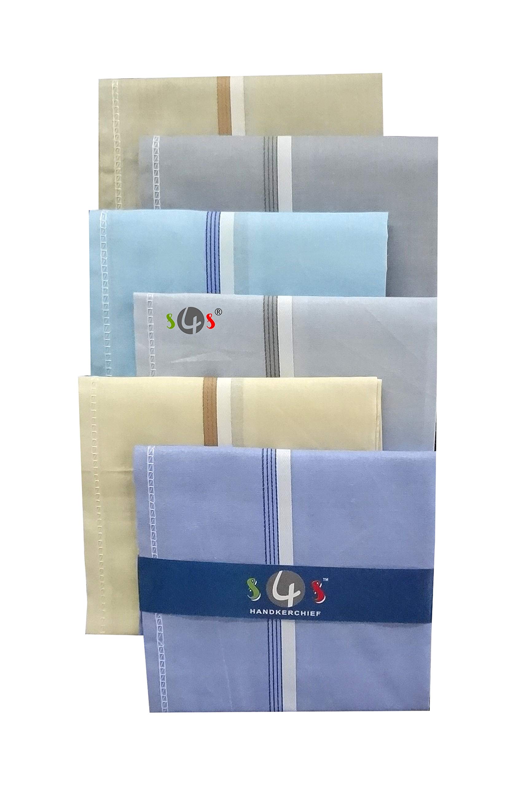 100% Cotton Essential Formal Handkerchiefs for Men (Multicolor Assorted_42CM X 42CM)-image-48