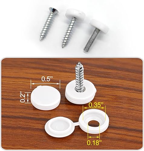 Miniatura 4 de BlingKingdom 100 tapas de rosca blancas con bisagras, tapas de tornillo de protección de tornillos, tapas de tornillo plegables, tapas abatibles