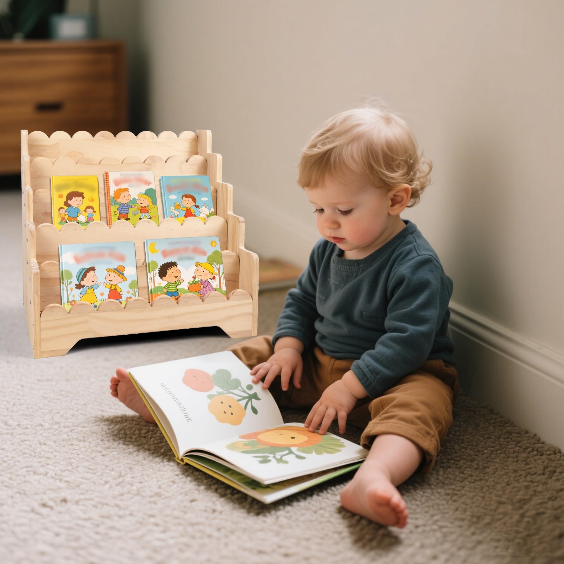 Estantería de madera para niños, estantería de pie para habitación de los niños, estantería de oficina, habitación de niños, estantería de almacenamiento, estantería para libros, juguetes
