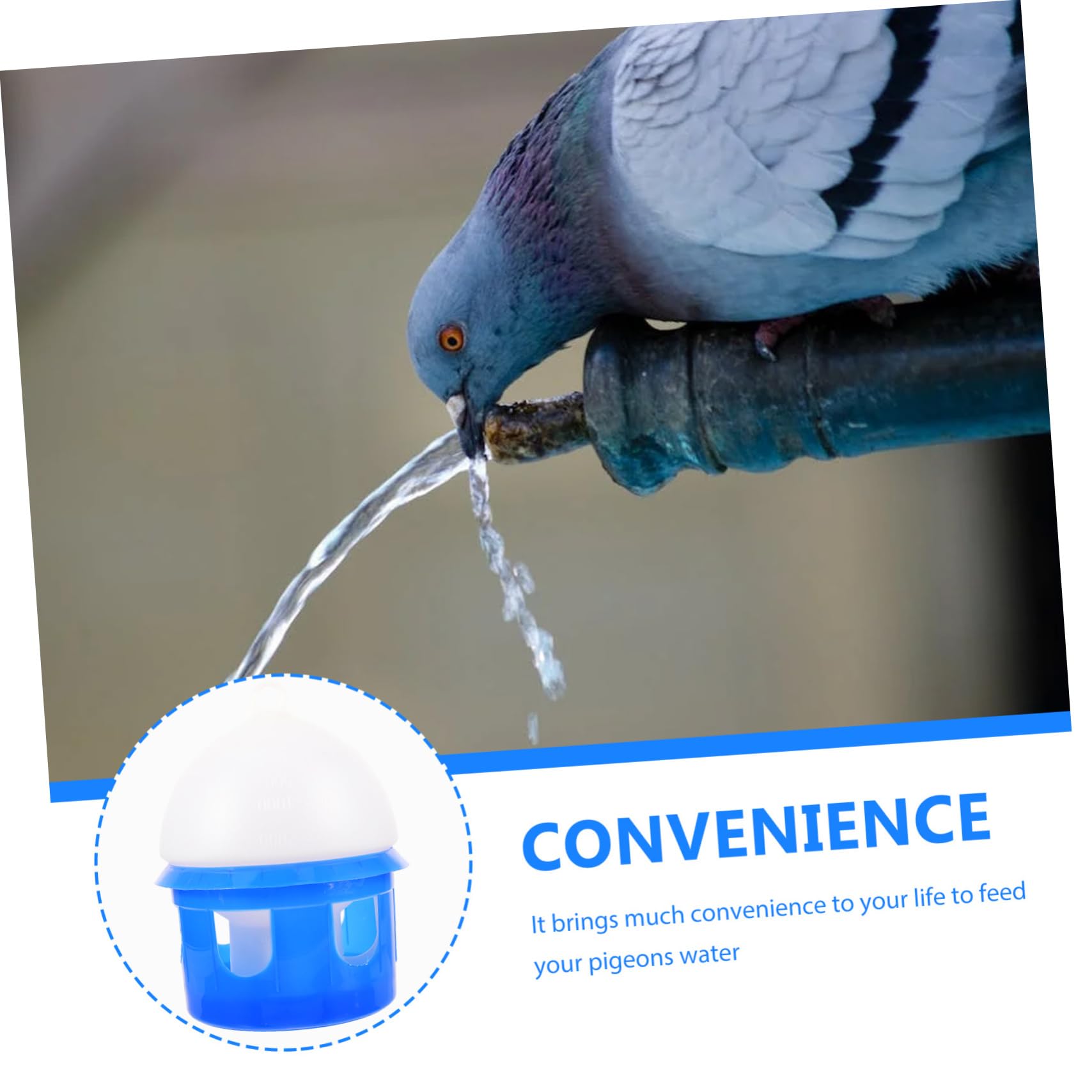 Abreuvoir Automatique pour Pigeons et Colombes 4l en Plastique Bleu | Amovible, Facile à Nettoyer, Design Robuste, Forme Ronde, Usage pour Oiseaux Domestiques