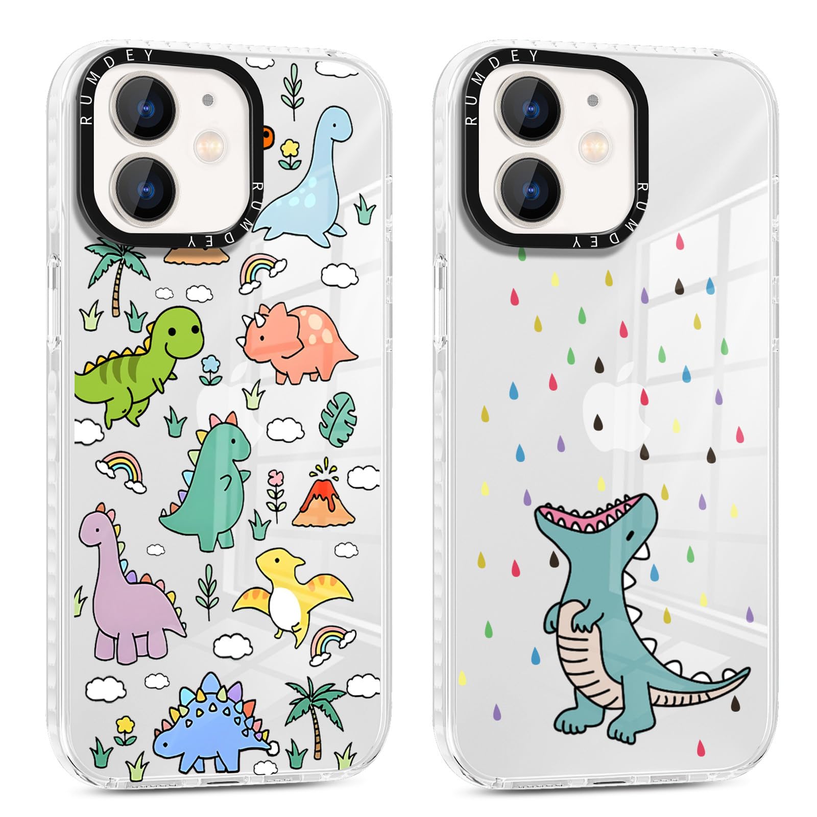 Amazon.com: RUMDEY 2 Pack Cartoon Animals Pattern for iPhone 12 / iPhone 12  Pro 6.1" Phone Case, Cute Coquette Dinosaur Print Design Clear Cases Soft  Silicone TPU Shockproof Protective Fundas for Women