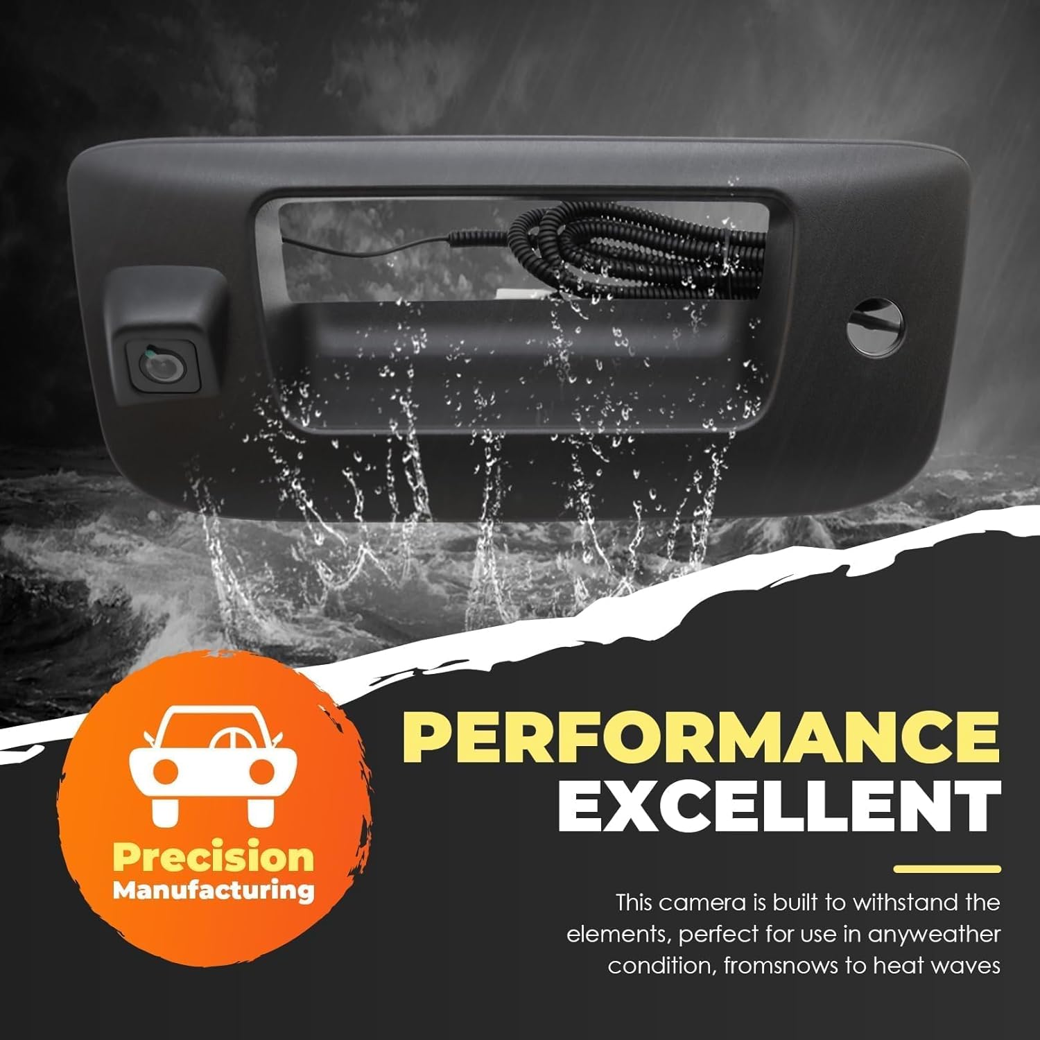 Tailgate Handle Backup Camera Compatible with 2007-2014 Silverado Sierra 1500 2500HD 3500HD 170 Viewing Angle, Reversing View Park Assist Camera, Rear View Camera