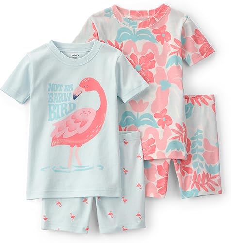 Carter's Girls' 4-piece Tight Fit Cotton Pajama Set