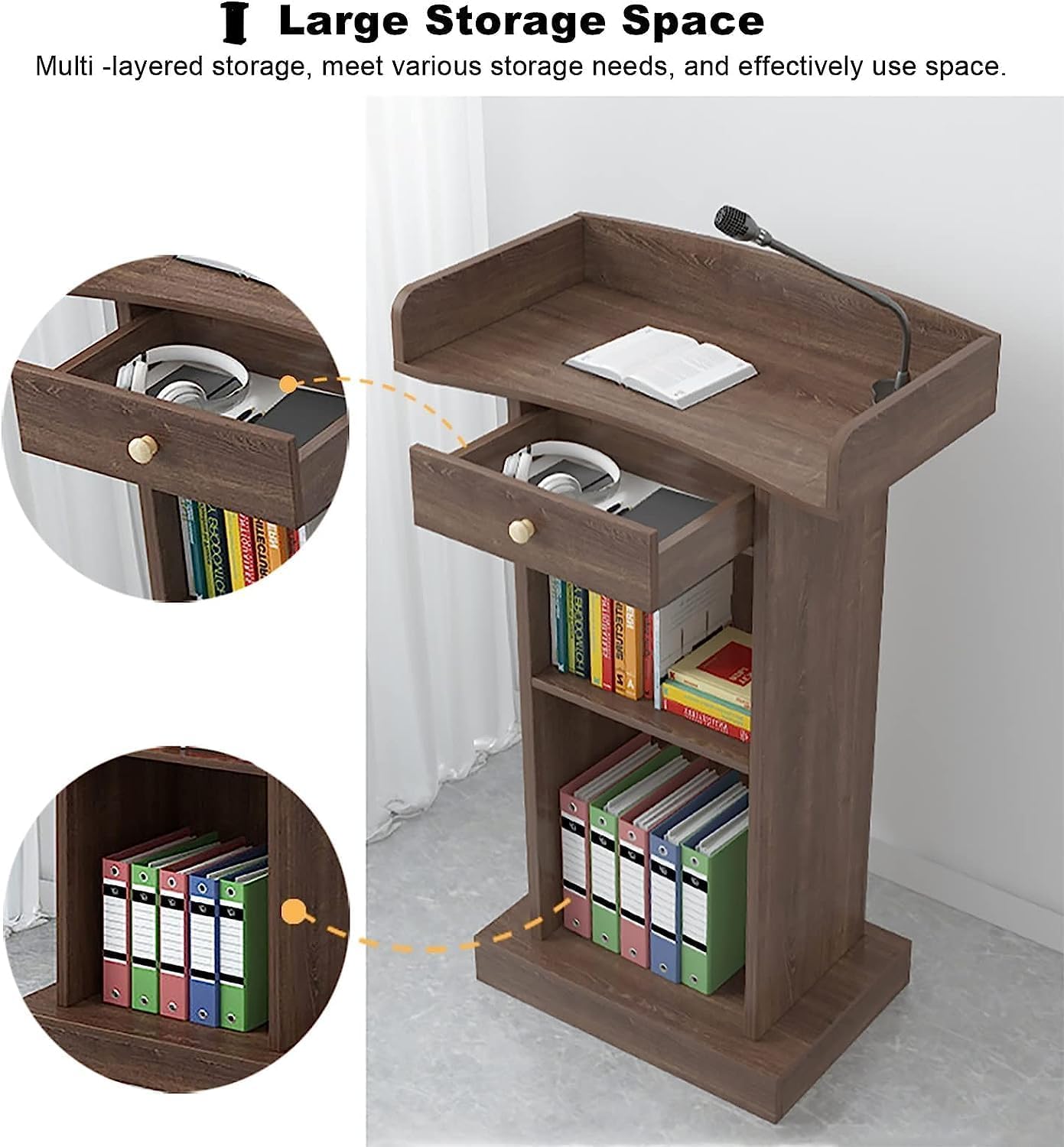 Podio Podio Leggii Portatili Design con Doppio Contenitore E Cassetti Pulpiti della Chiesa Podi per Insegnanti delle Scuole Scrivania in Piedi Podio