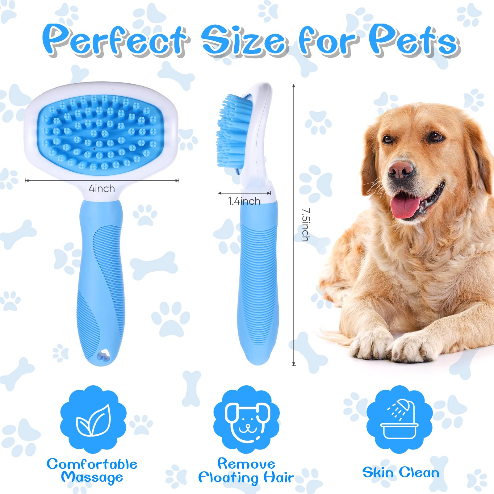 Kacctyen Spazzola da bagno per cani Spazzola per animali domestici con setole morbide in silicone Spazzola per il lavaggio del cane Spazzola per il bagno del cane Spazzola per la toelettatura del cane