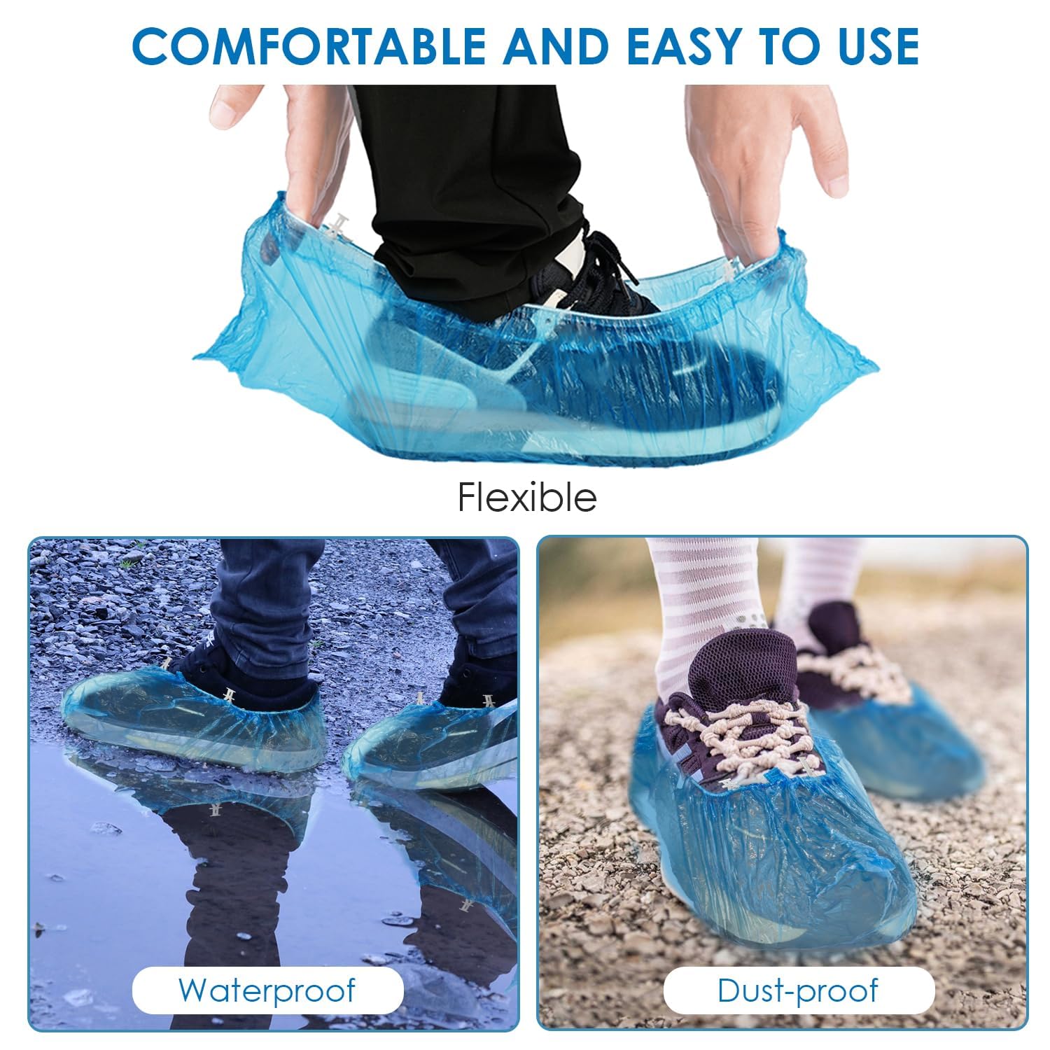 Copriscarpe Monouso in Plastica Blu Impermeabili 100 Pezzi Compatibili con Distributore Automatico