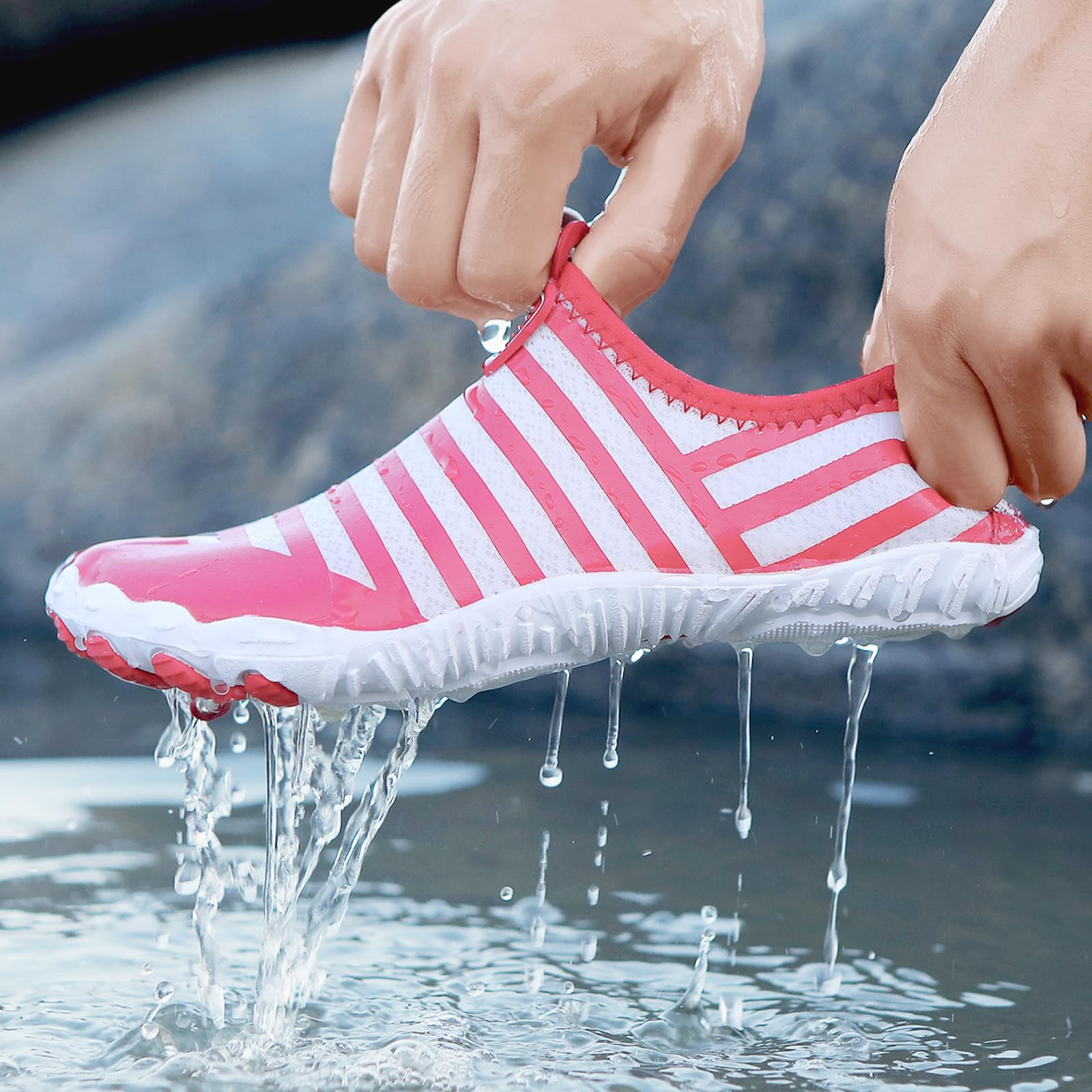 Zapatillas Acuáticas Sin Cordones Mujer Zapatos Aqua Parte Superior Transpirable Suave Ajuste Flexible Secado Rápido Confort Playa Gimnasio Natación Viaje