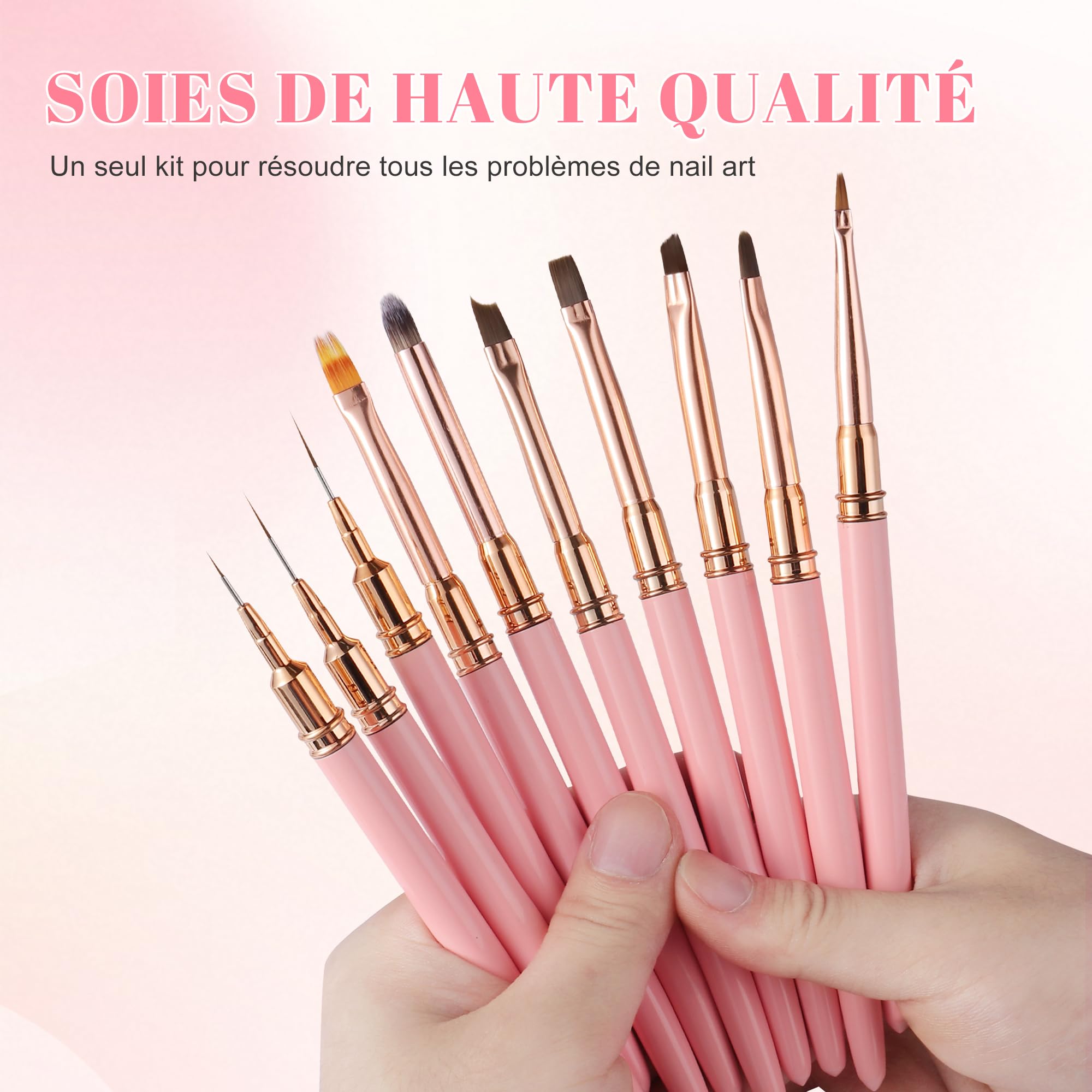 10 Pinceles para Uñas, Pinceles de Decoración de Uñas Profesionales con Pinceles Detallados, Adecuados para Gel, Acrílico y Esmalte Semipermanente para Uñas, Kit Manicura Profesional — view 4