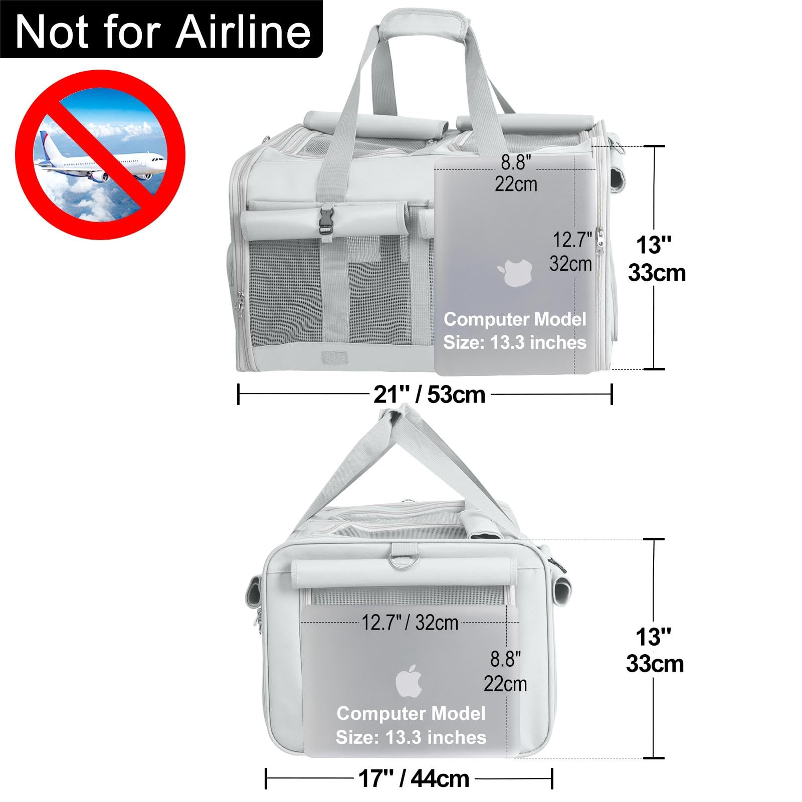 BEAUTYMONKEY.K Trasportino Doppio per 2 Gatti con Ruote – 2-in-1 Grande Trasportino Trolley per Due Gatti, Tessuto Traspirante e Antigraffio – Ideale per Viaggi in Auto,Veterinario (53Lx44Bx33H cm)