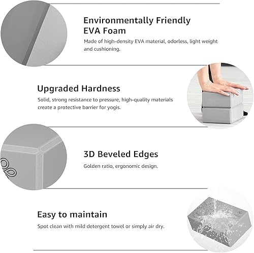 Miniatura 6 de Overmont Yoga Block 2 Pack Supportive Latex-Free EVA Foam Soft Non-Slip Surface for General Fitness Pilates Stretching and Meditation 9"x6"x3" Yoga