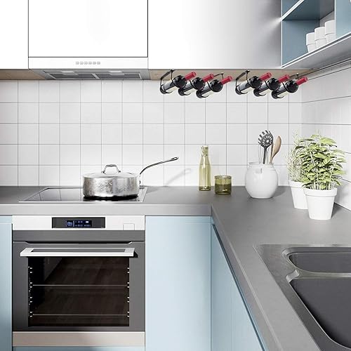 Miniatura 4 de MOCOUM Paquete de 2 estantes de vino debajo del mostrador, soporte para botellas de vino debajo del gabinete, estante de almacenamiento de vino de