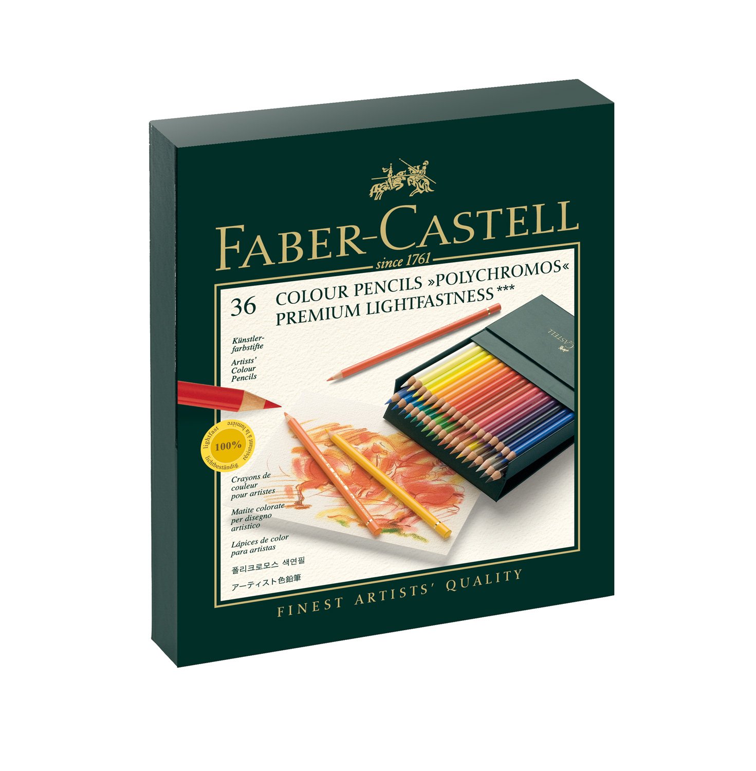 Faber-Castell 110092 - kredki Polychromos 36 sztuk w pudełku atelierbox i Pitt Graphite zestaw do rysowania
