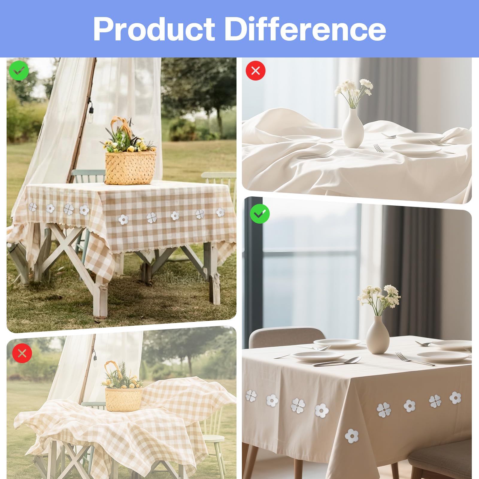 8 Pezzi Fermatovaglia da Esterno, Pesi per Tovaglia a Forma di Fiore, Clip Magnetica per Tovaglie, Fermatovaglia da Tavola Magnete per Matrimoni, Feste, Ristoranti e Picnic